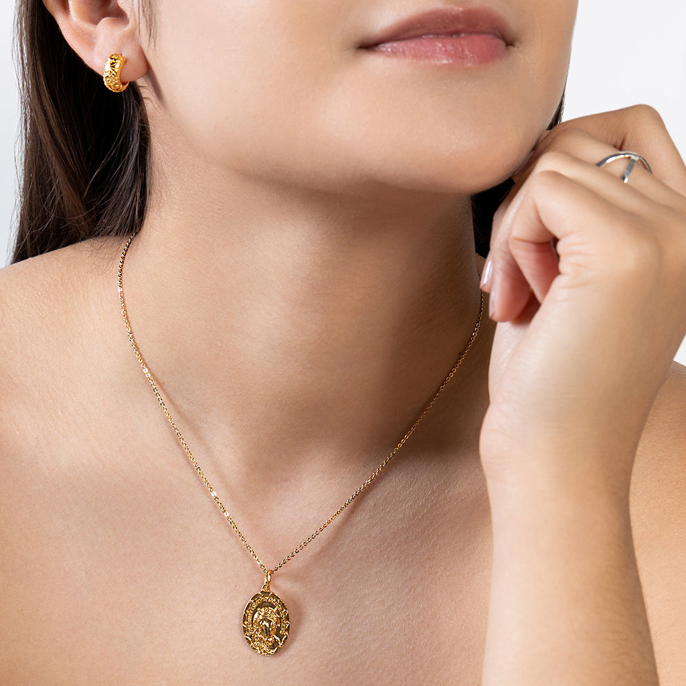 Carved Floral Clicker Huggies in Gold