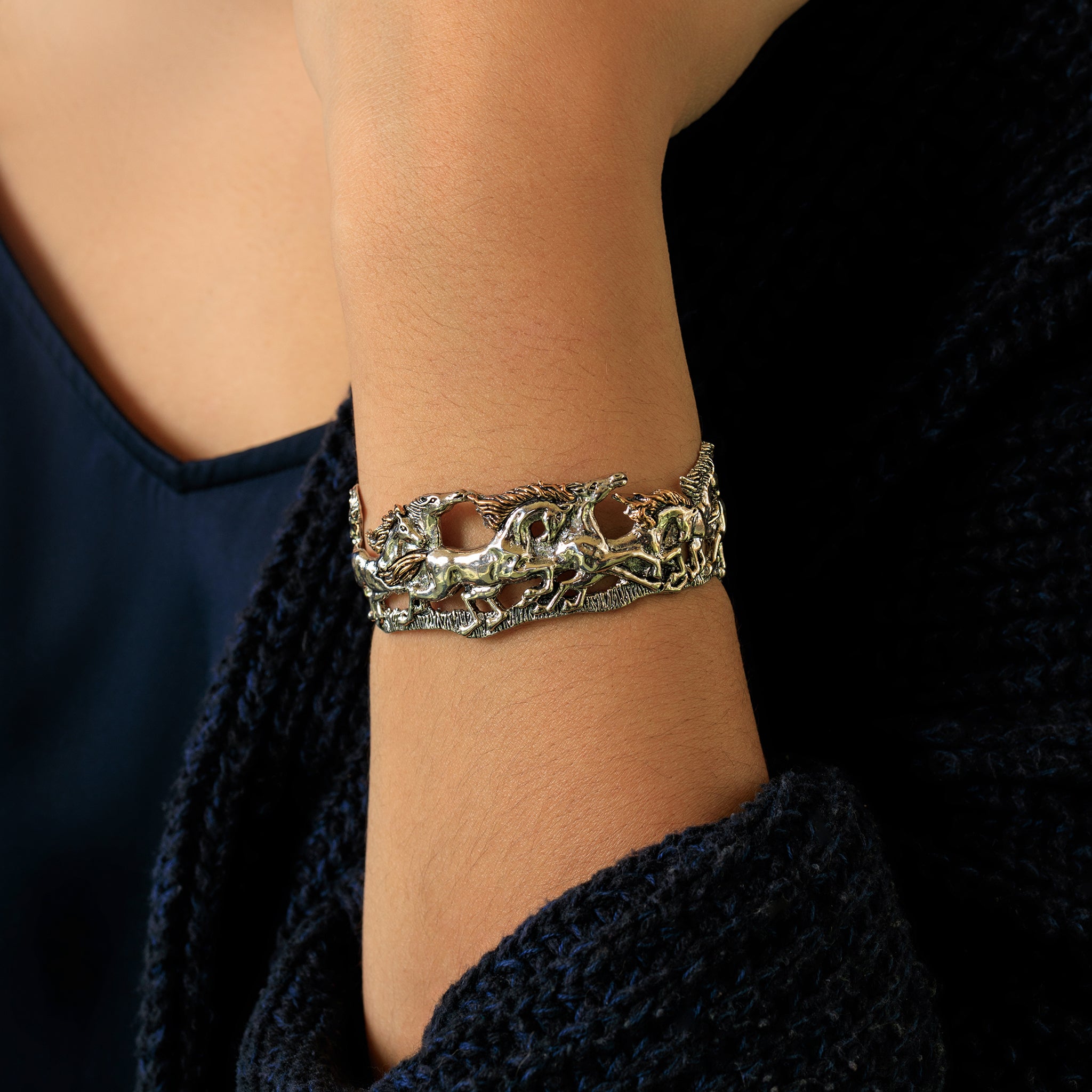 Wild and Free Cuff in Silver with Bronze Accents - Narrow