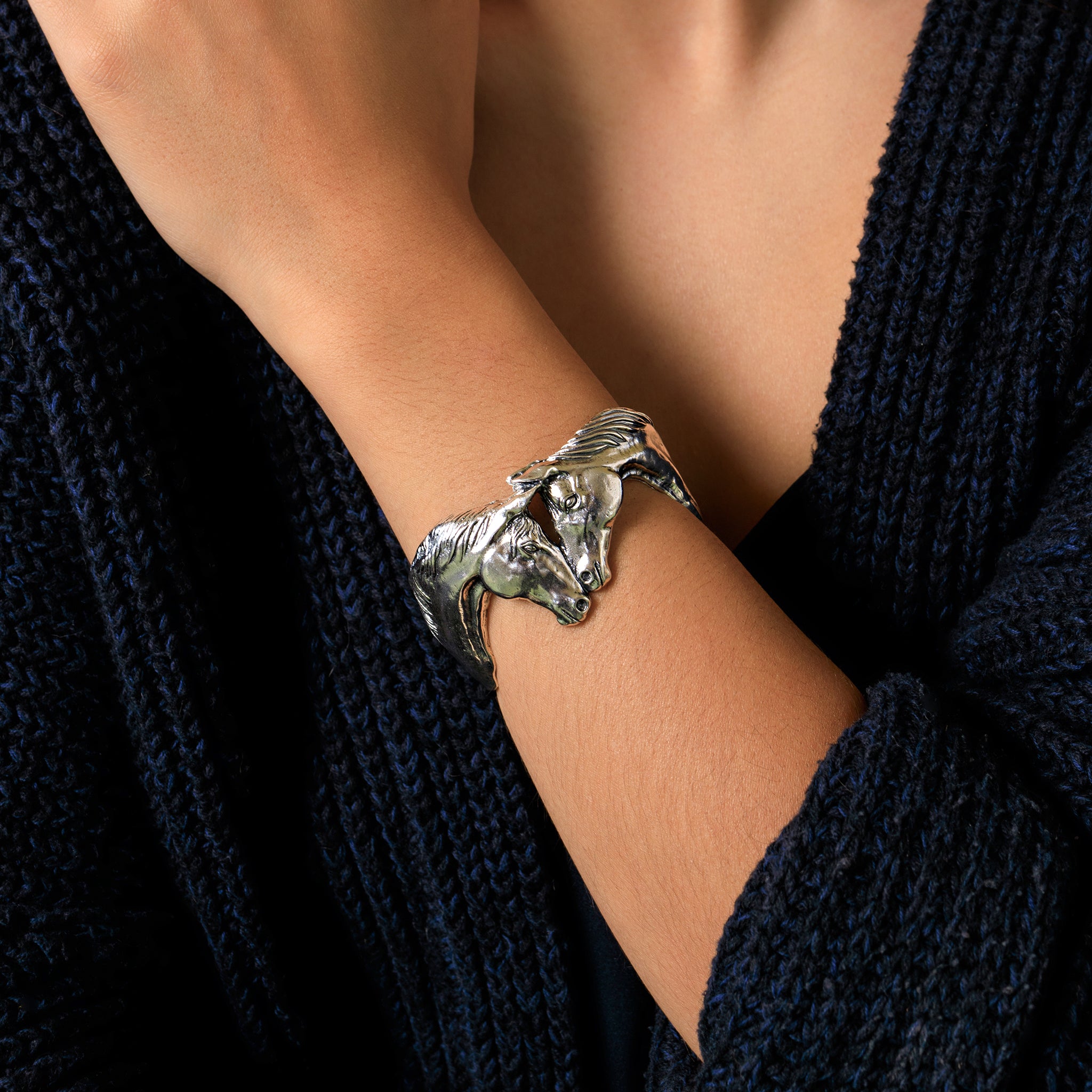 Horse Kisses Cuff in Silver