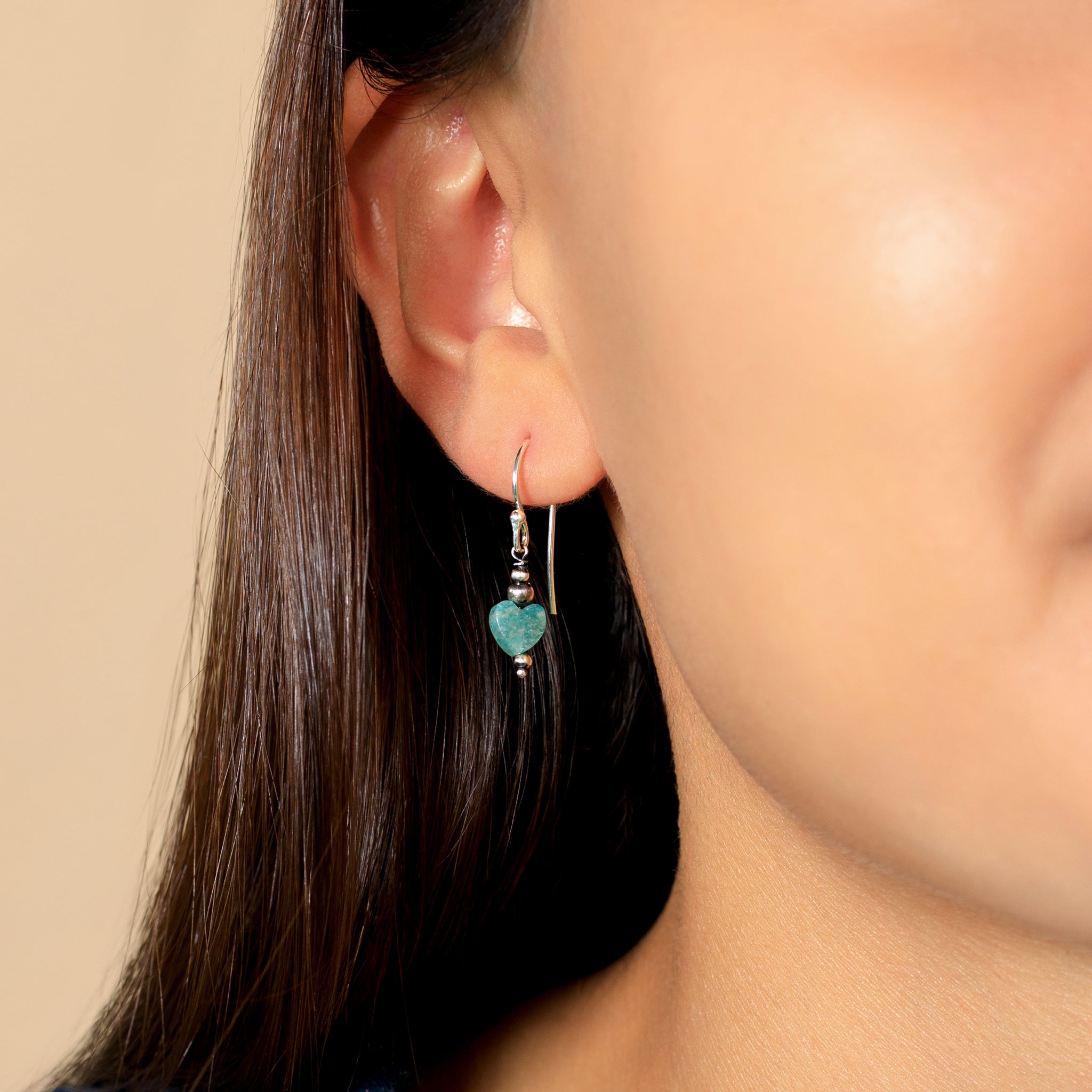 Stone Heart Earrings in Amazonite