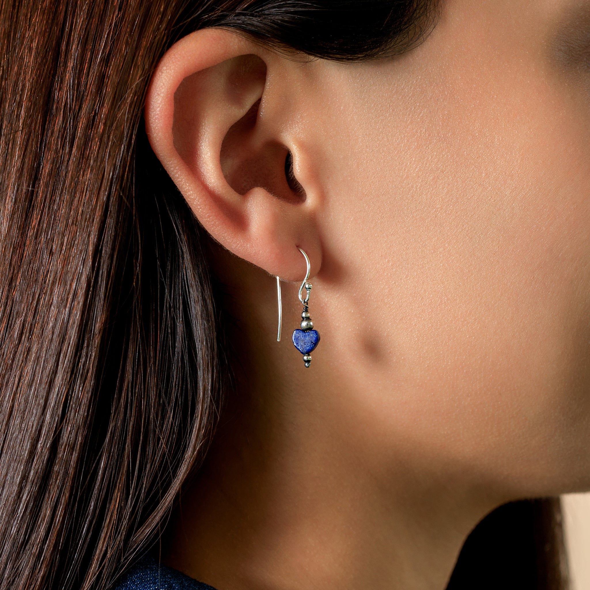 Stone Heart Earrings in Lapis