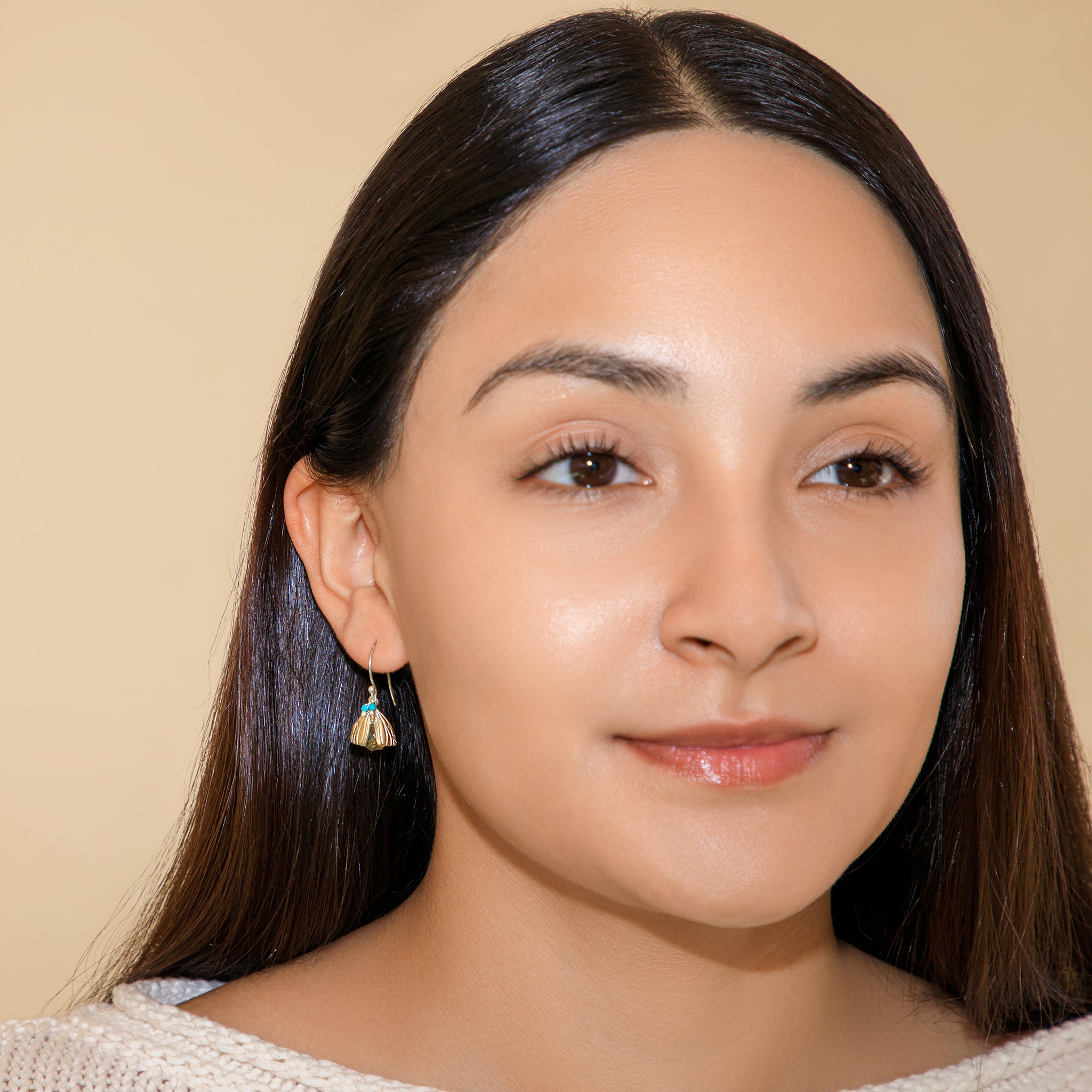 Vivvi Bug Earrings in Citrine & Turquoise in Bronze with Silver Flash Plate