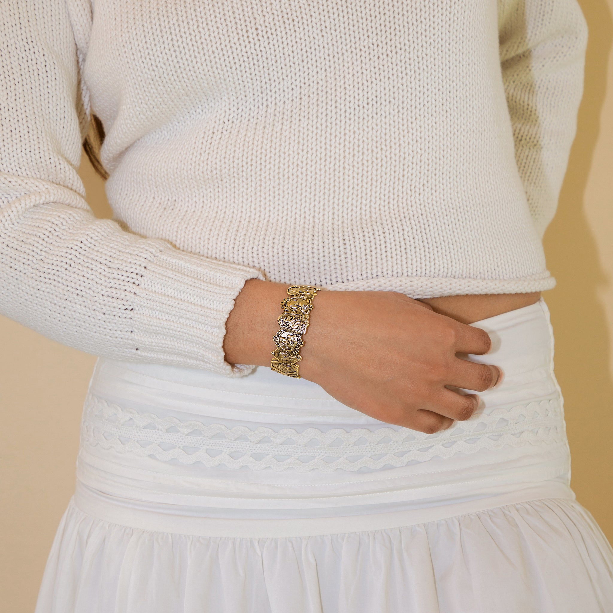 All Saints Cuff in Bronze with Silver Flash Plate