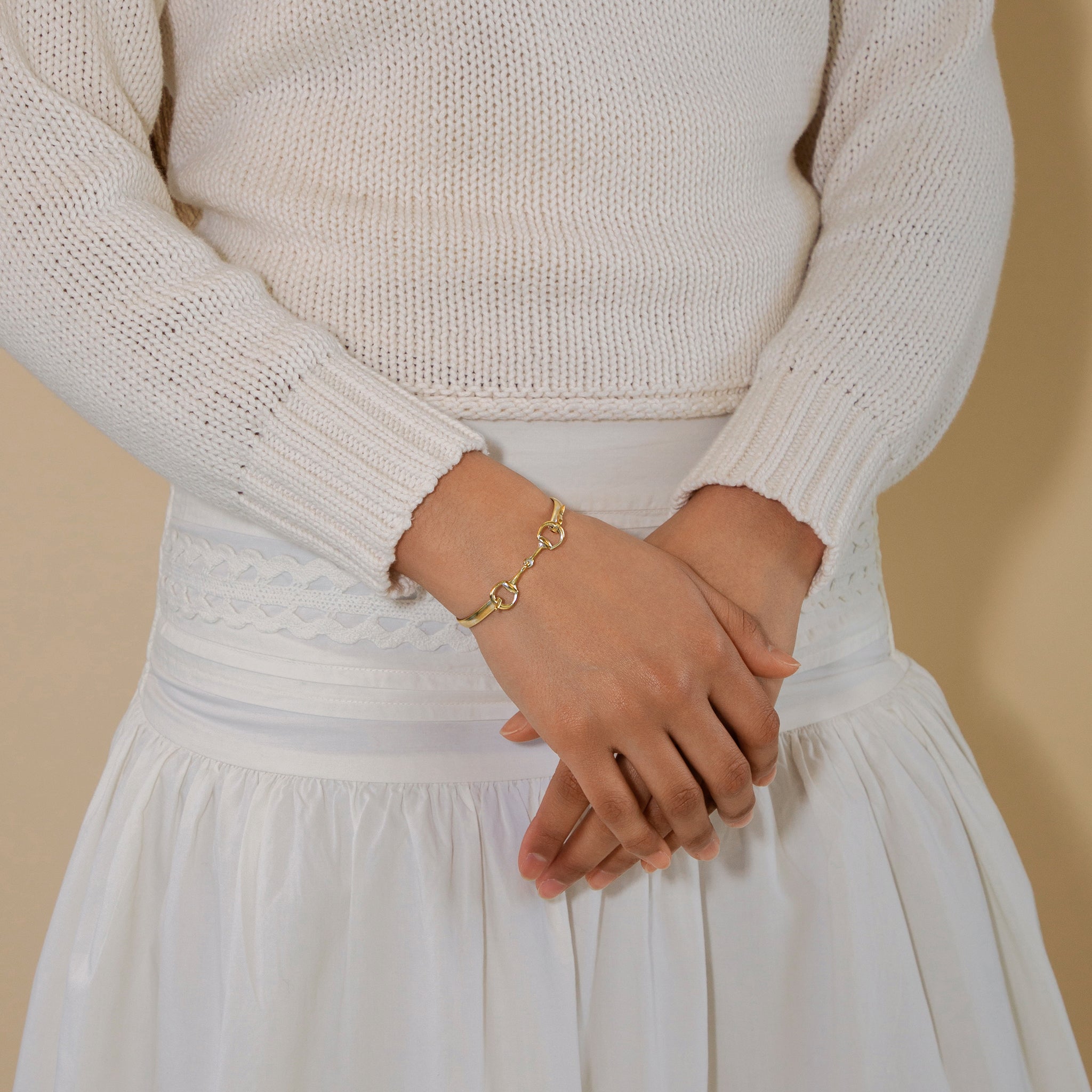 Snaffle Bit Bracelet in Bronze with Silver Flash Plate
