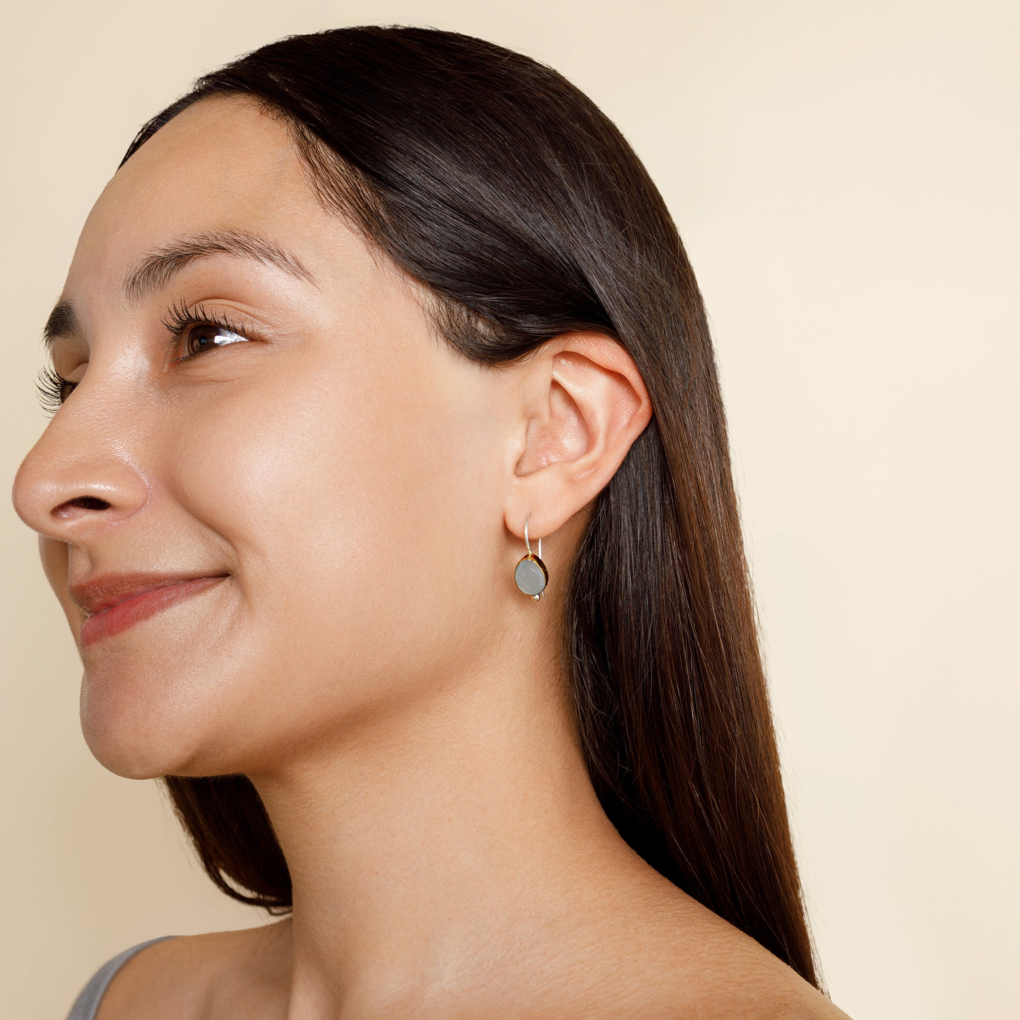 Fire Inside Earrings in Aqua Chalcedony
