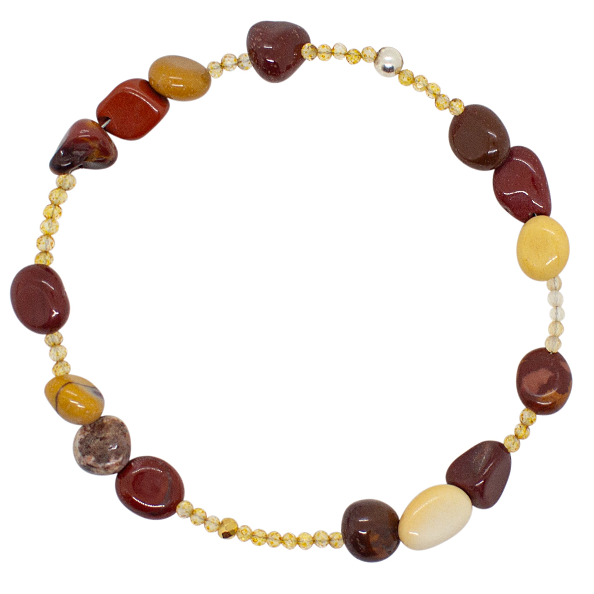 Pyrite's Booty Bracelet in Mixed Tumbled Mookaite & 2mm Citrine