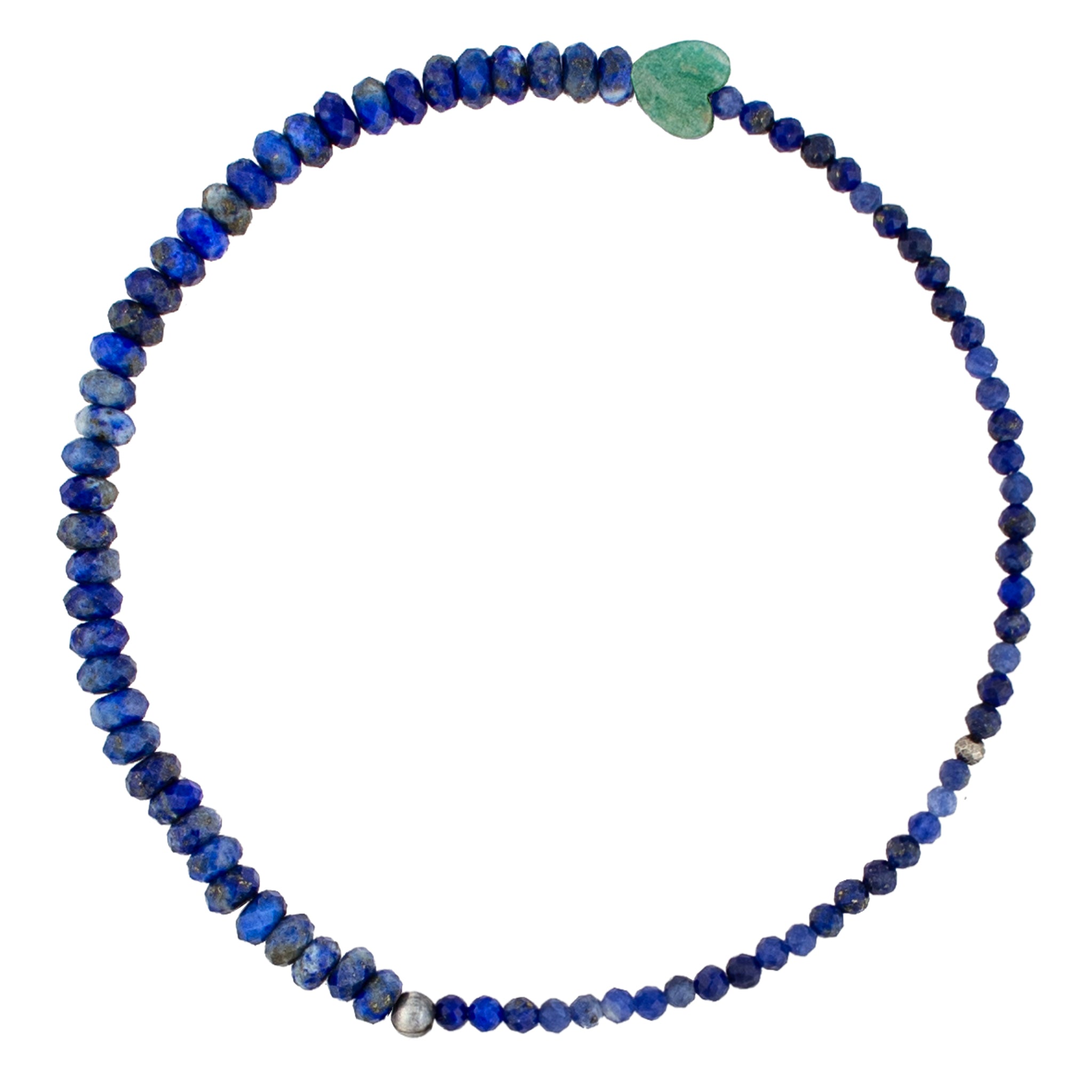 Pyrite's Booty Bracelet in Lapis Rondelle & 2mm & Amazonite Heart