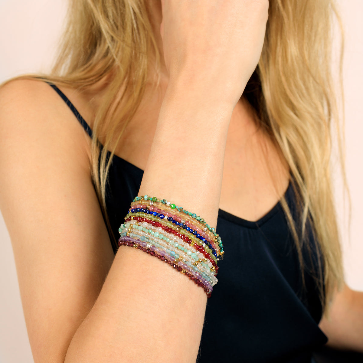 Birthstone Pyrite's Booty Bracelet - March / Blue Apatite