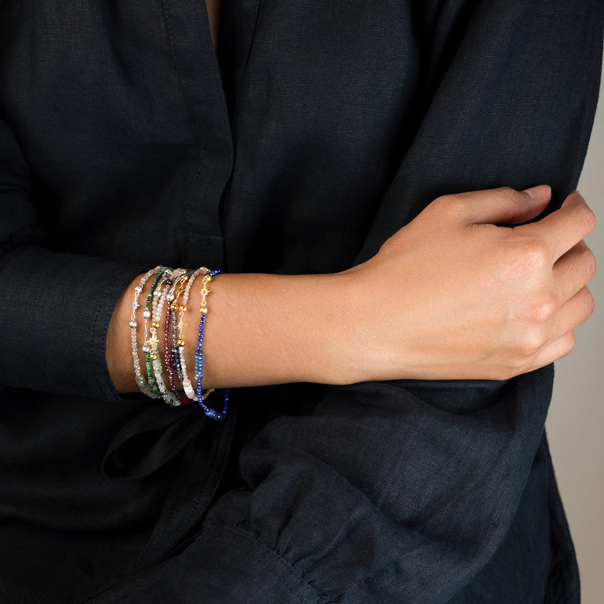 Pyrite's Booty Bracelet in Garnet & Silver Star
