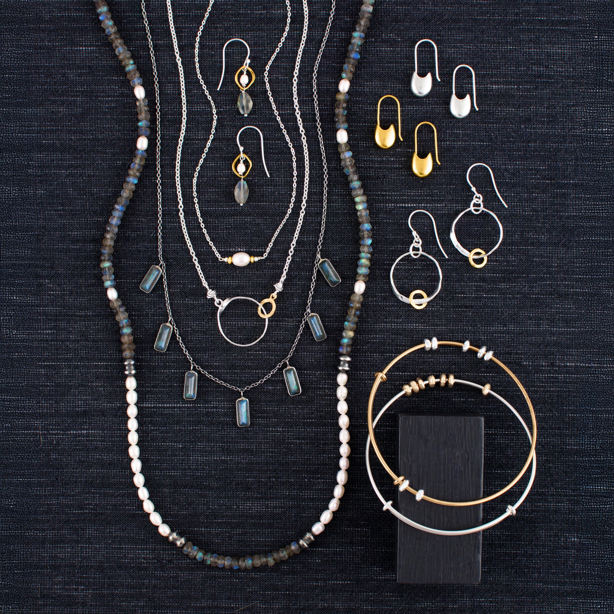 Labradorite & Pearl Strand Necklace