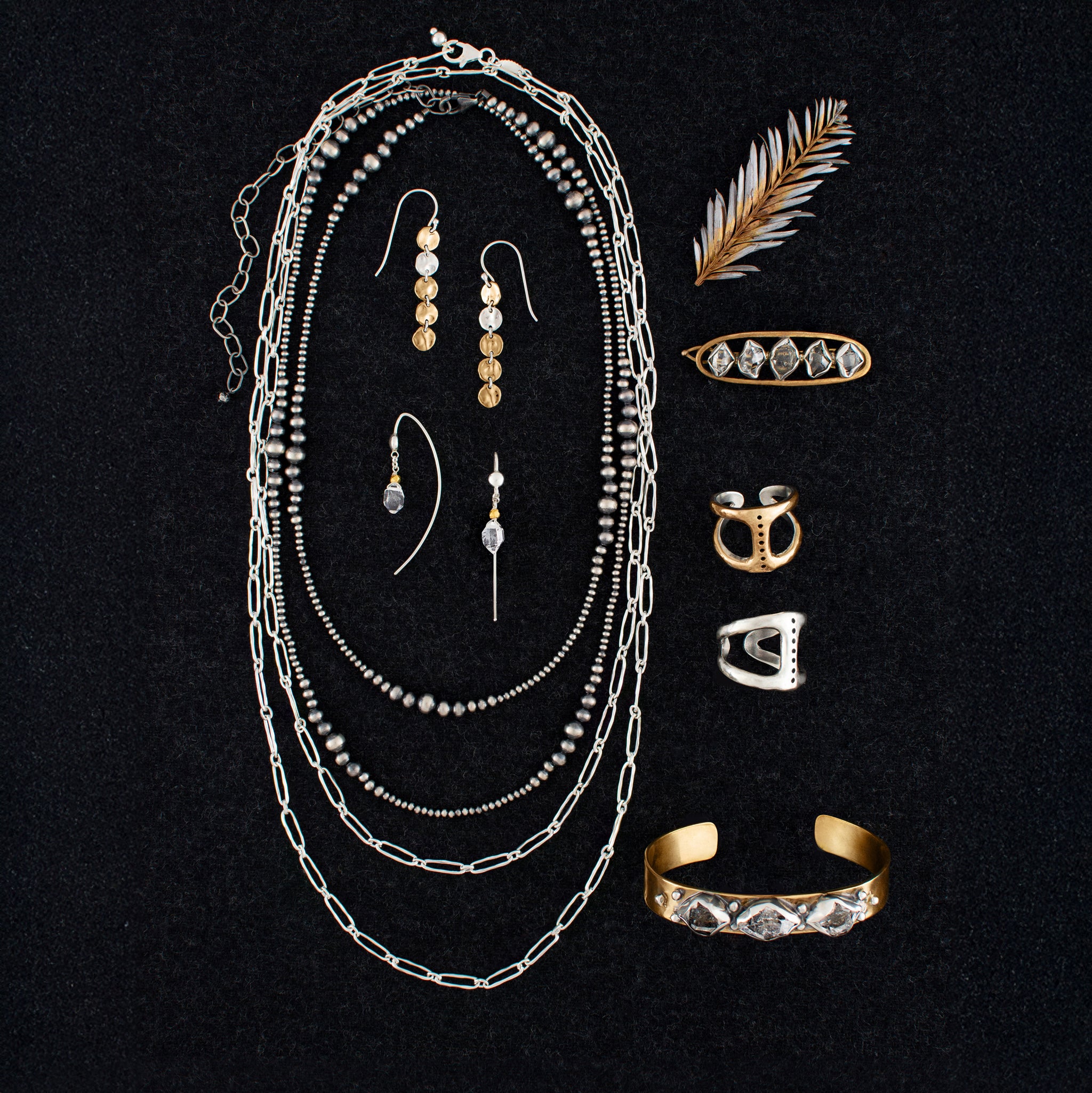 Linked Moon Drop Earrings in Silver & Bronze | Available to Ship December 12, 2025