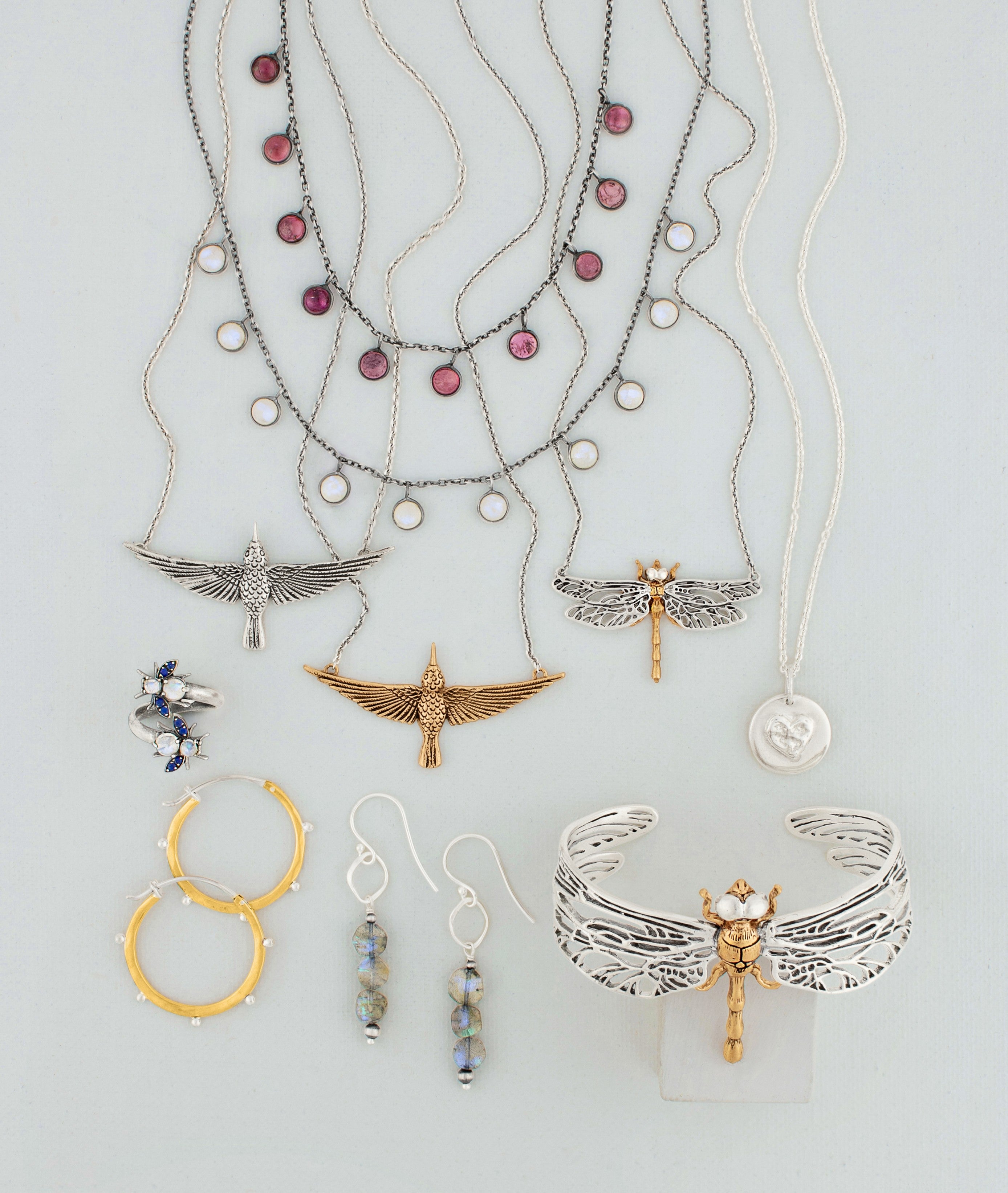 Many Moons Necklace in Rainbow Moonstone