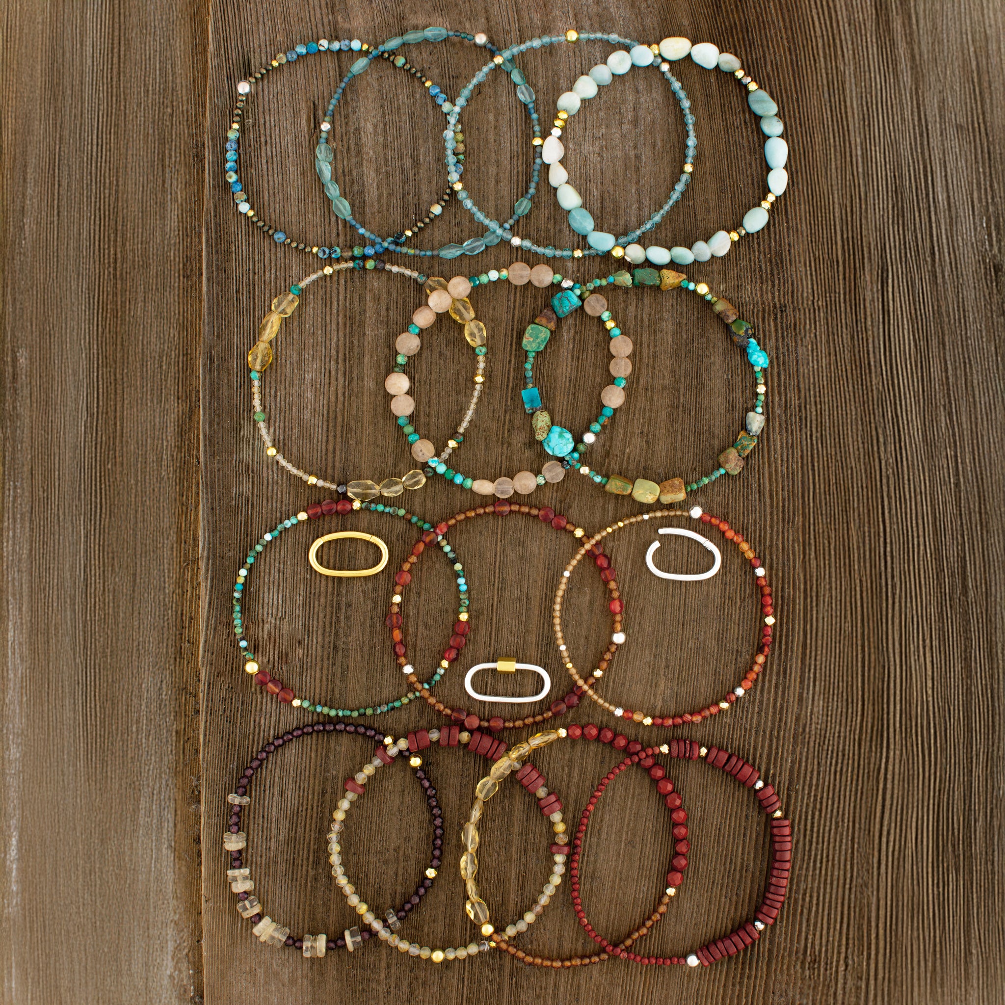 Pyrite's Booty Bracelet in Jasper & Hessonite with Citrine Faceted Ovals