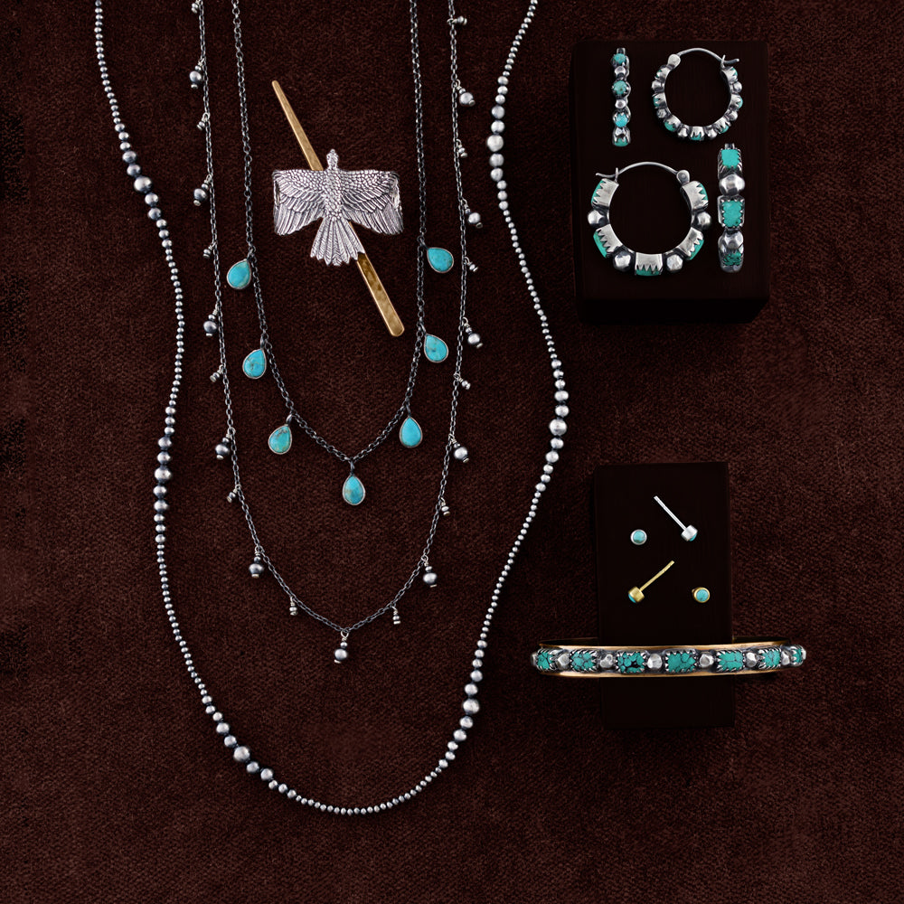 Turquoise Bonfire Hoops - 1 1/4"