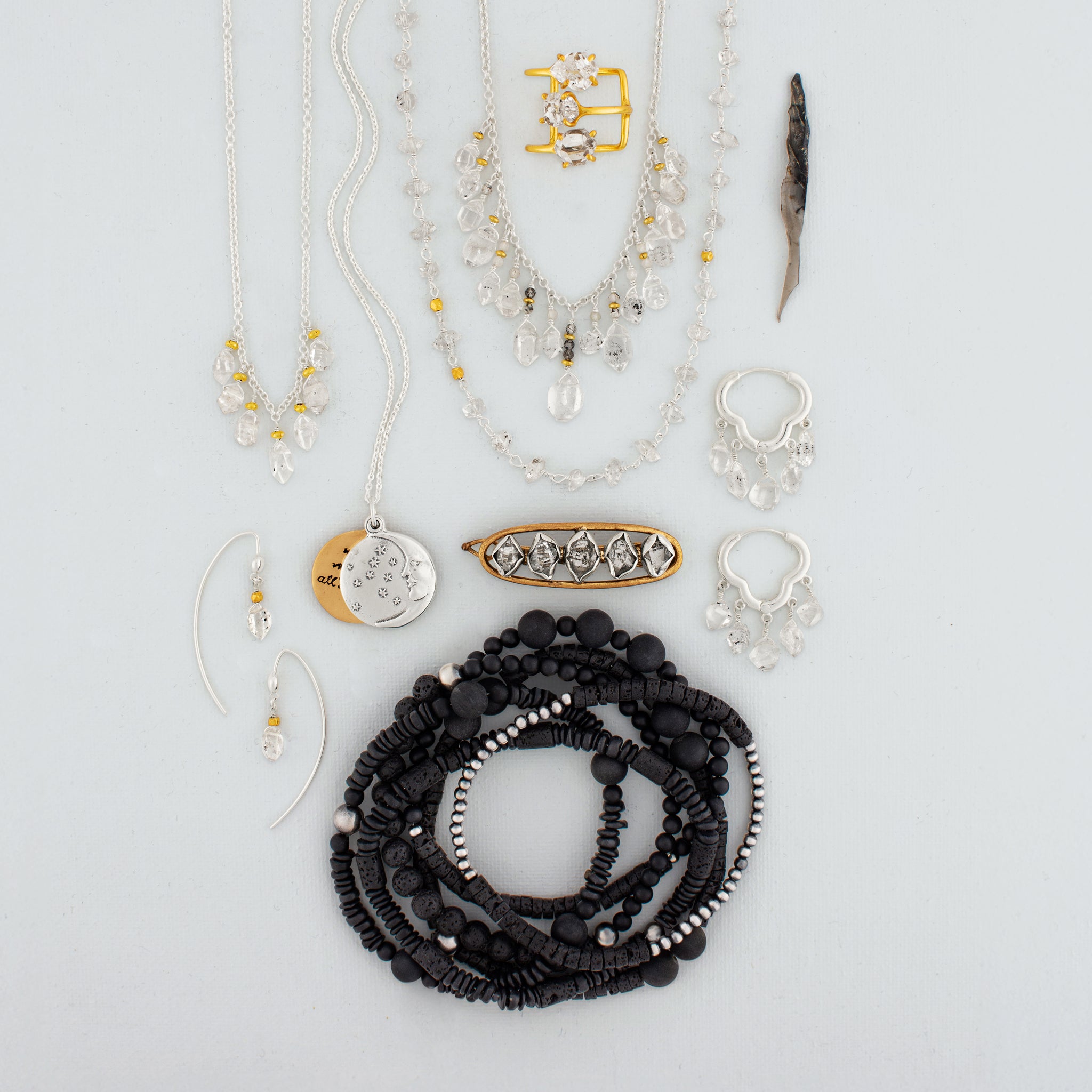 Herkimer Trio Cage Ring in Gold