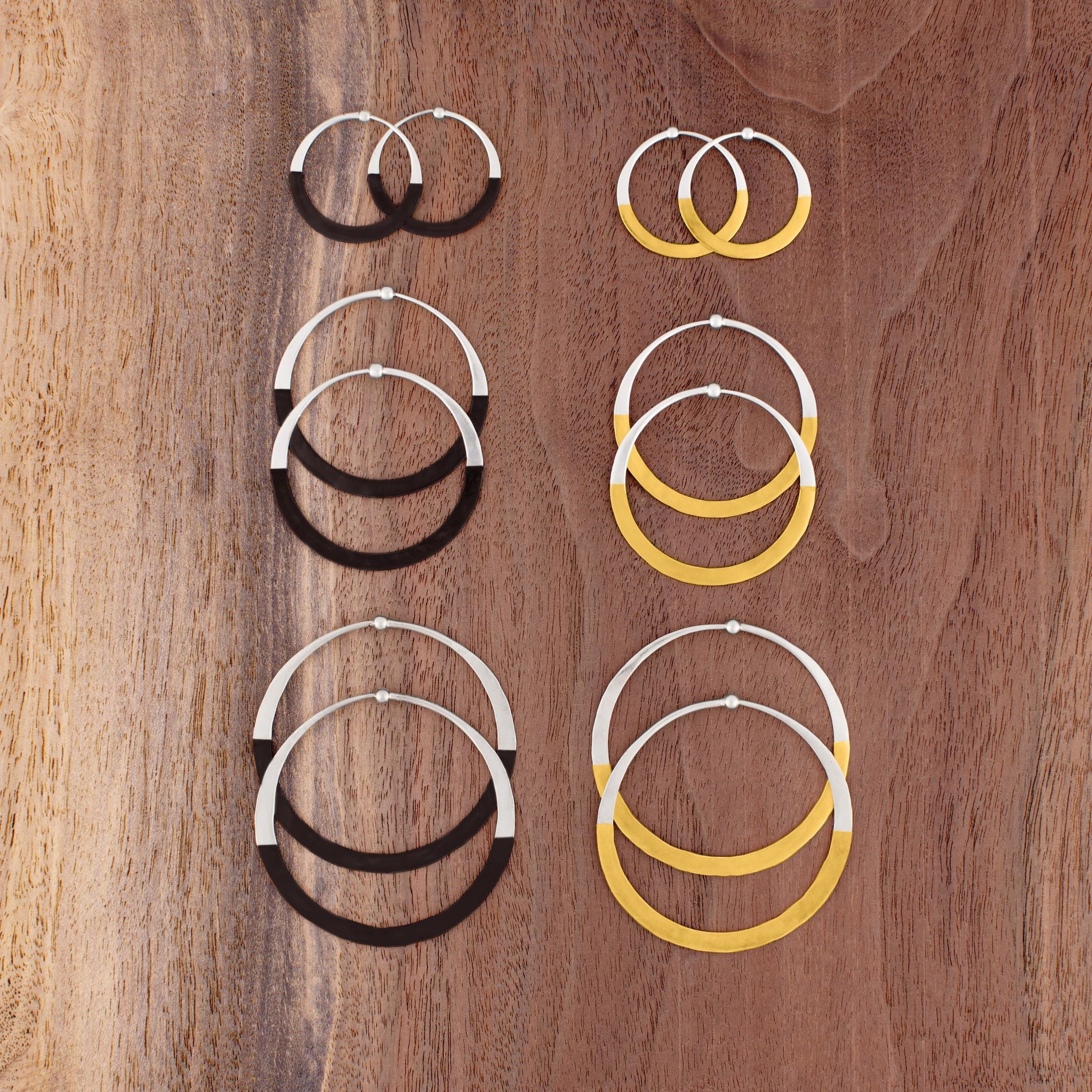 Gold Dipped Hammered Hoops - 1"