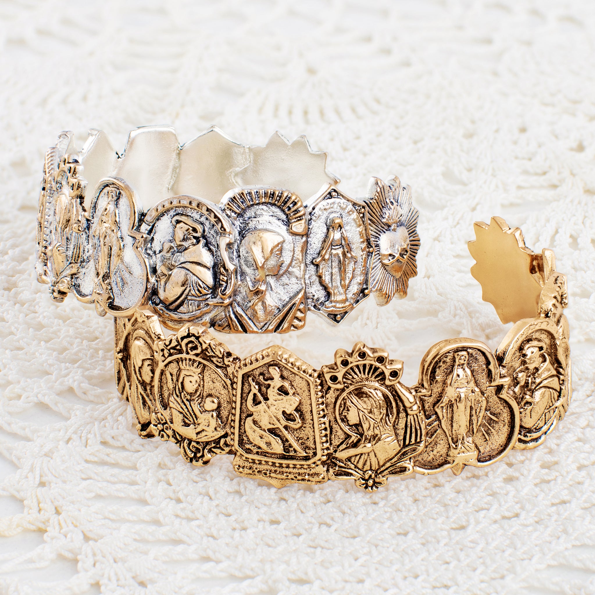 All Saints Cuff in Bronze with Silver Flash Plate