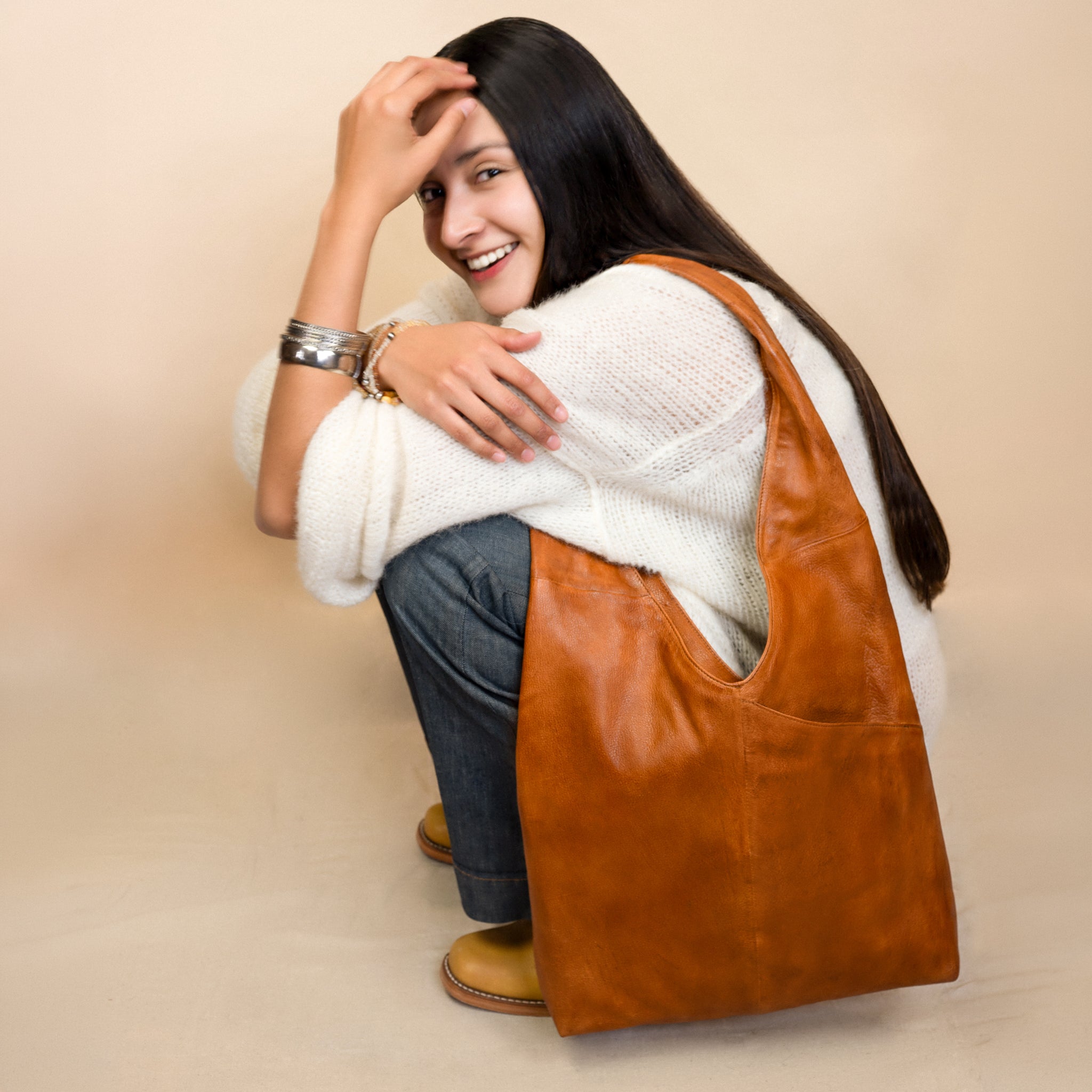 Babs Leather Bag in Tobacco Brown