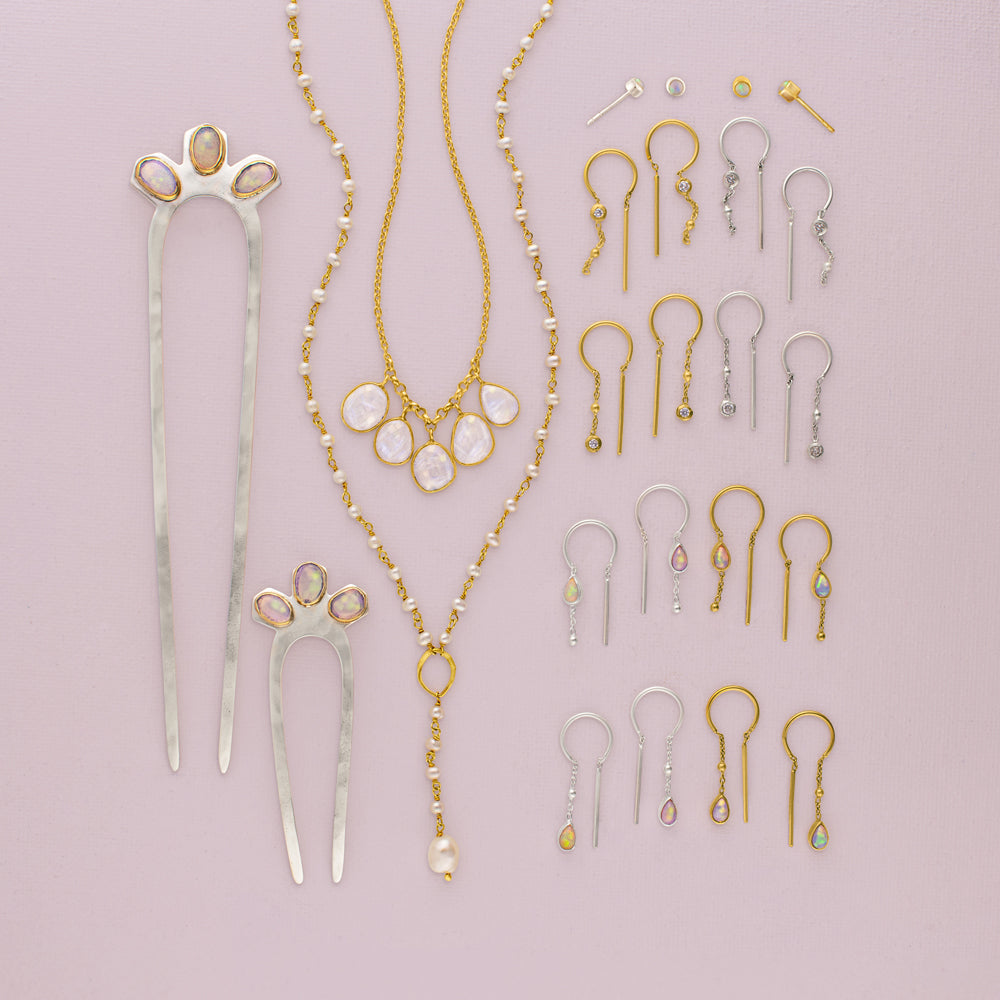 Venus Studs in Opal & Gold