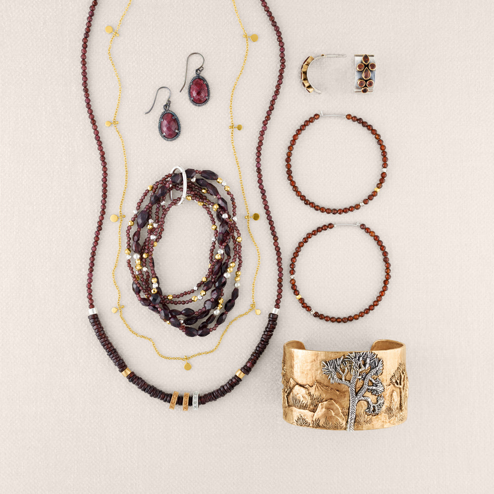 Garnet Crescent Post Hoops