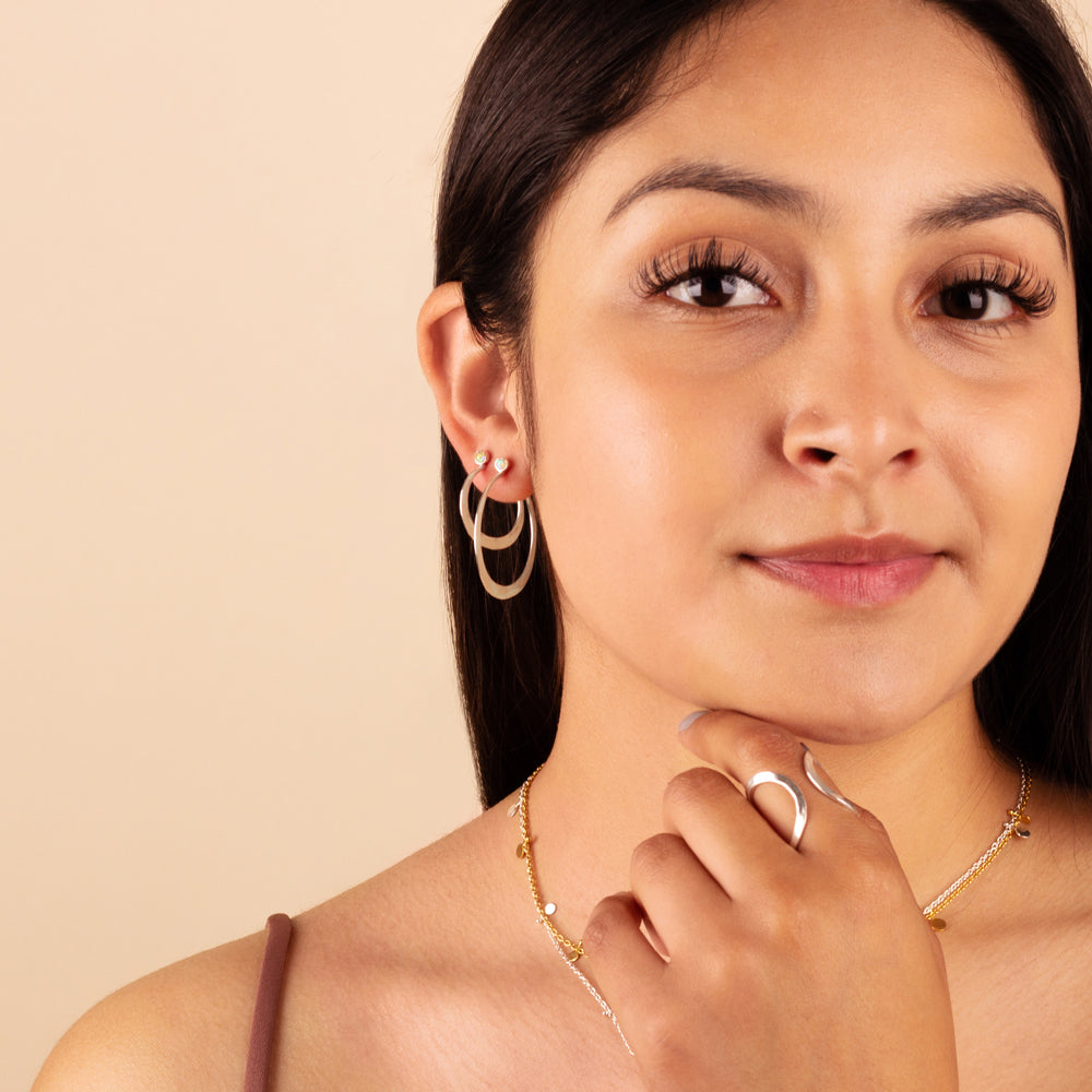 Illusion Hoops in Opal & Silver - Large - FINAL SALE