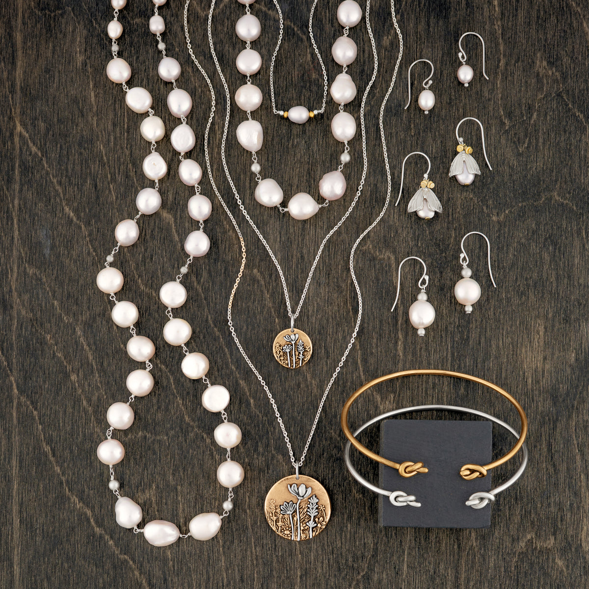 Pearl & Satin Necklace - 34" L