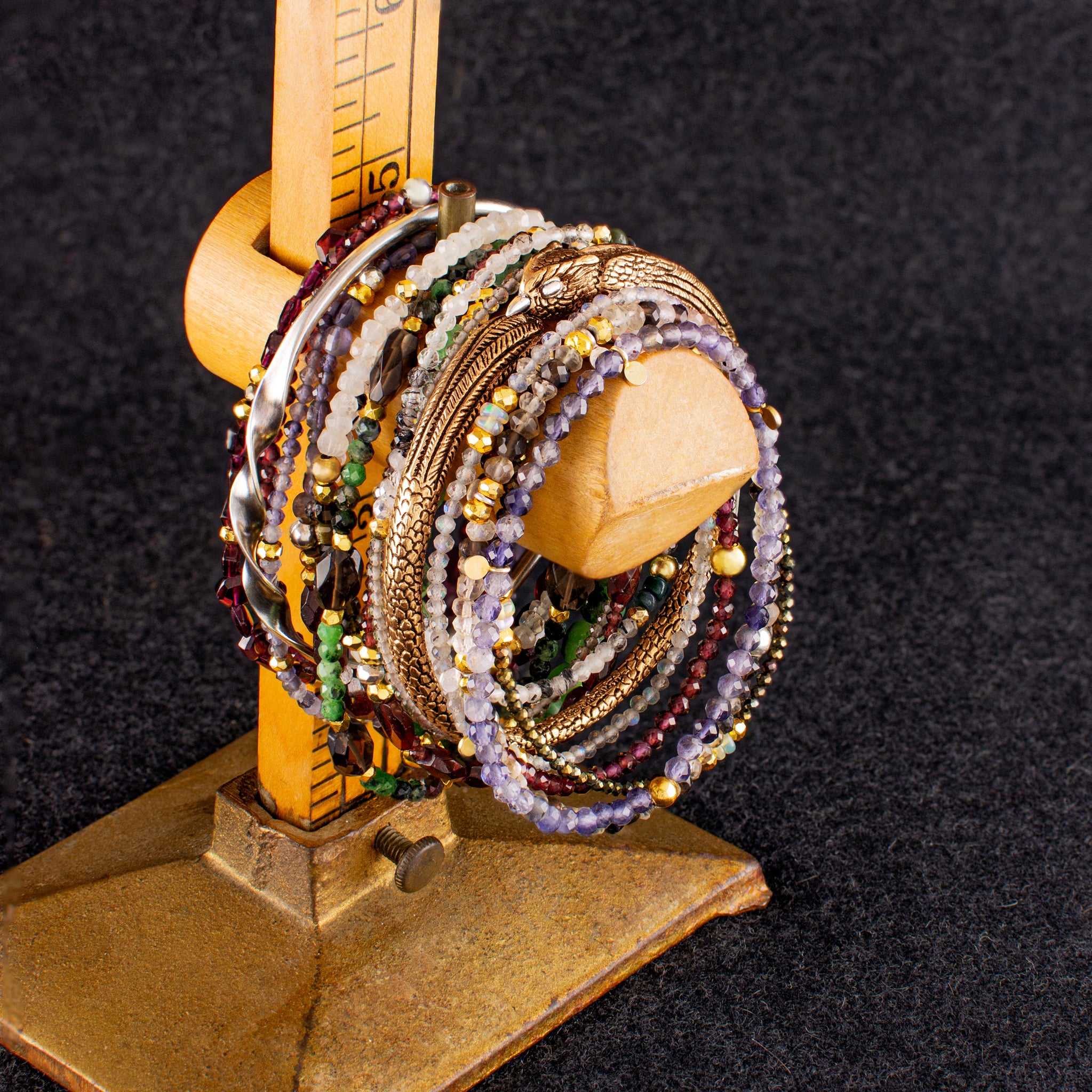 Pyrite's Booty Bracelet in Garnet Hexagon & Pyrite