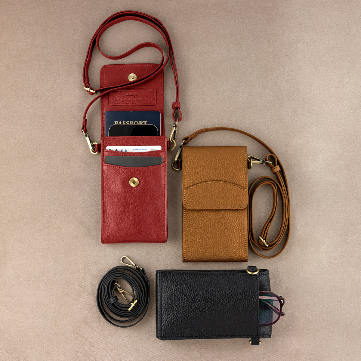 On the Move Leather Phone Bag in Really Red | Available to Ship November 13, 2026