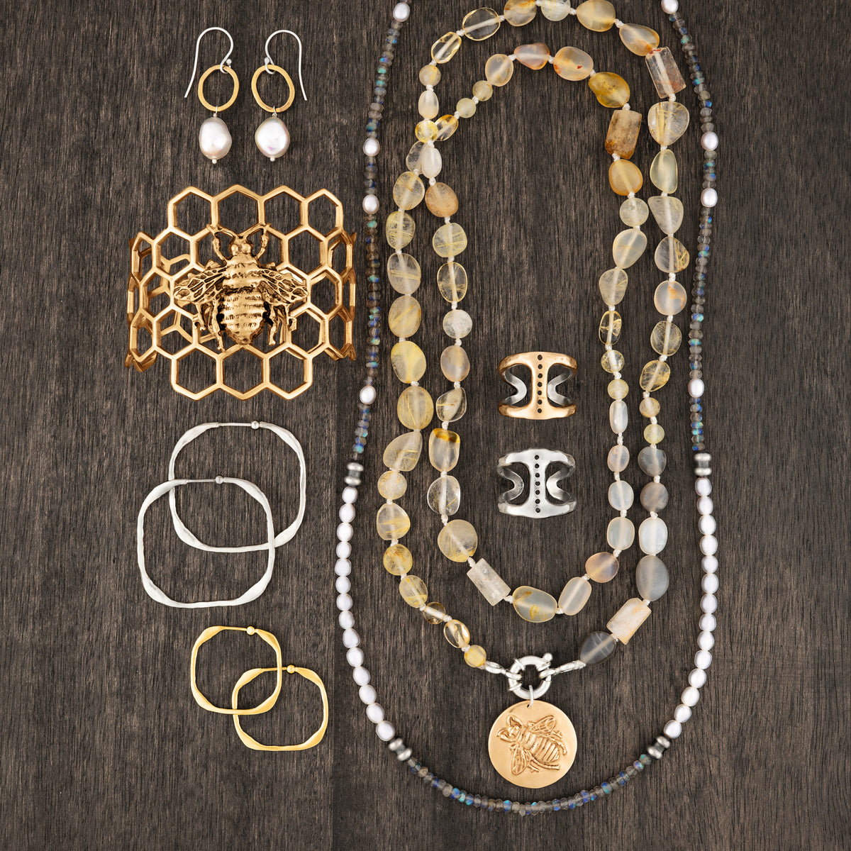 Silk Knotted Stone Bee Musing Necklace | Available to Ship September 10, 2026