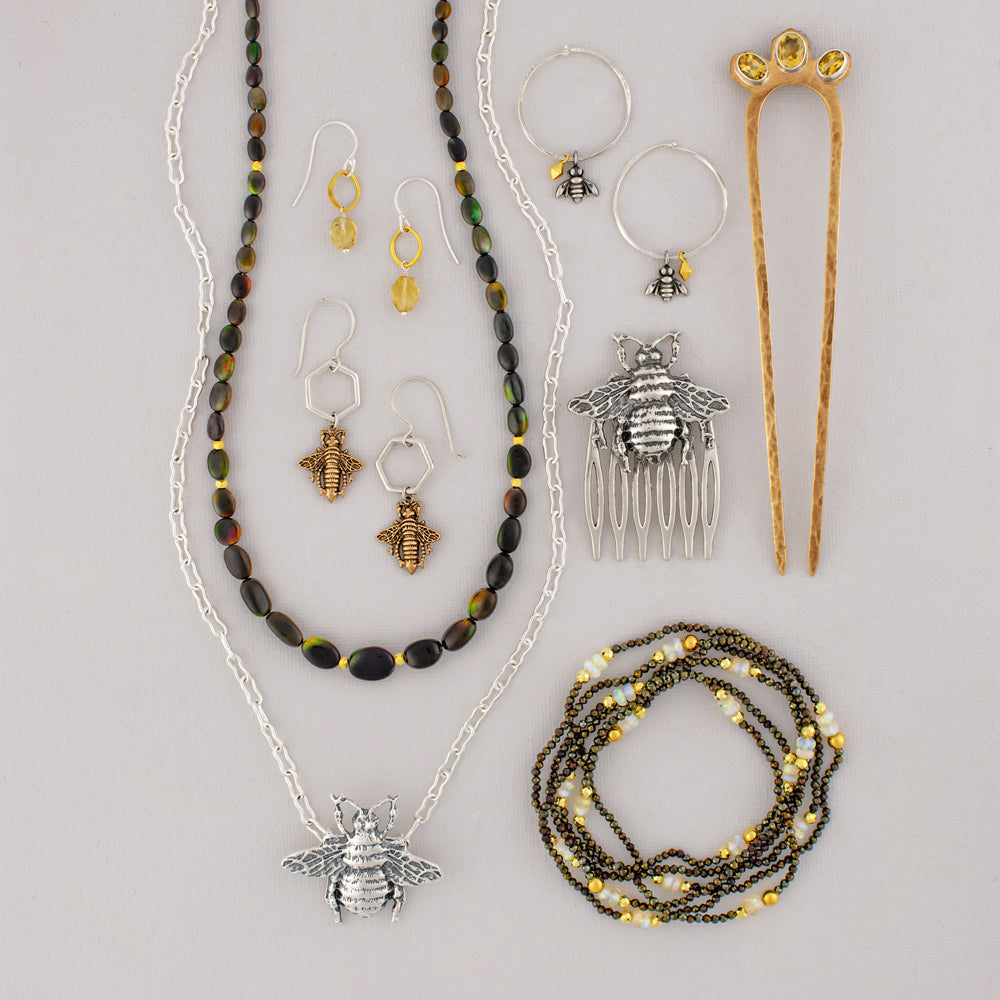 Bee Hair Comb in Silver