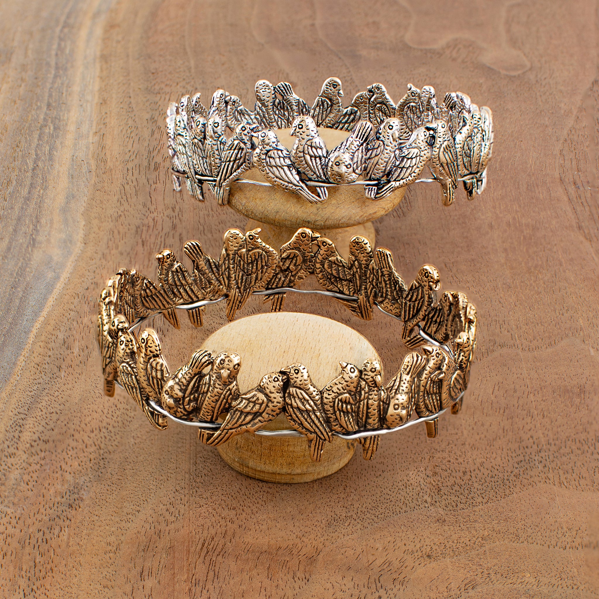 Lovebird Bangle in Bronze & Silver