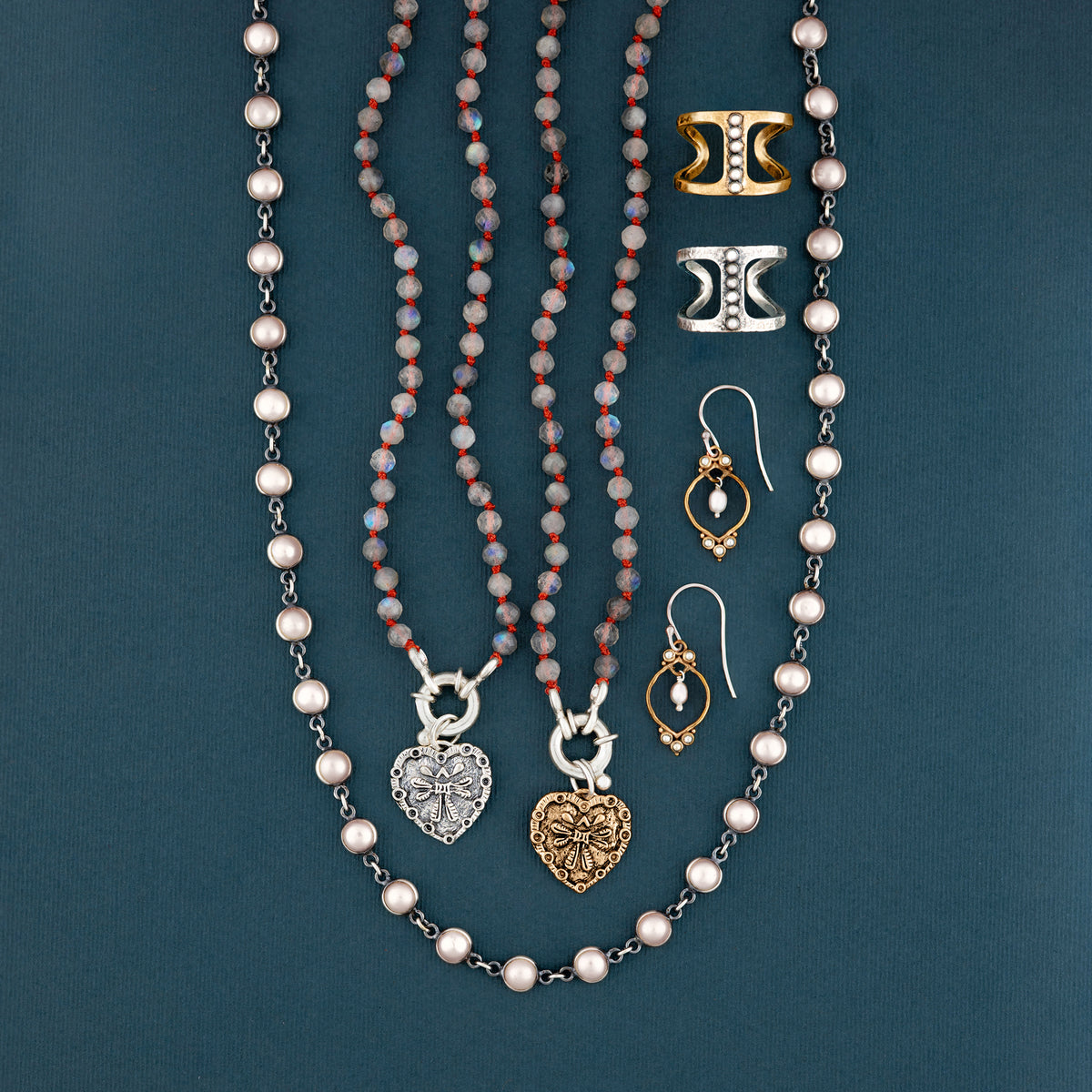 Stone & Silk Guardian Angel Necklace in Labradorite & Silver | Available to Ship October 30, 2026