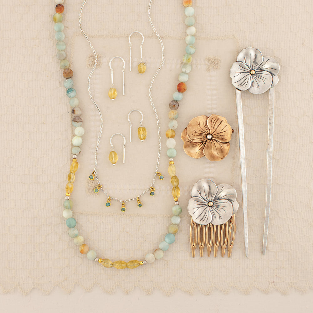Pansy Comb in Bronze with Silver Accent
