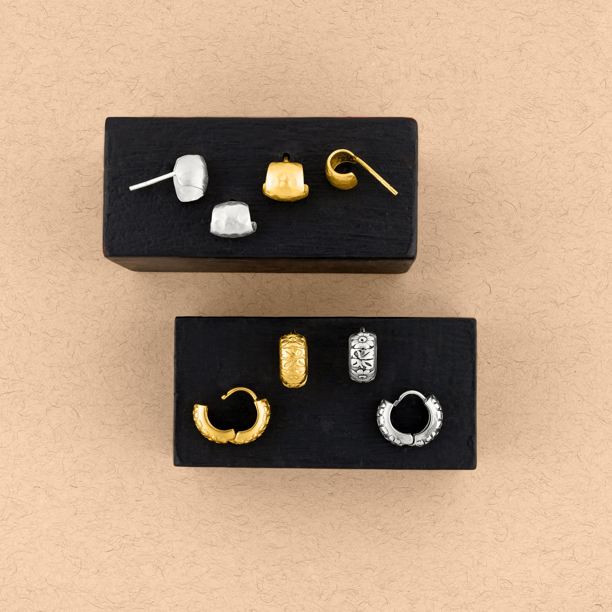Hammered Huggie Earrings in Silver | Available to Ship September 10, 2026