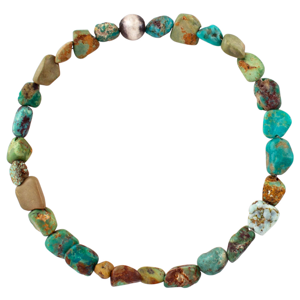 Stone & Sterling Stretch Bracelet - Tumbled Turquoise- Unisex Sizing