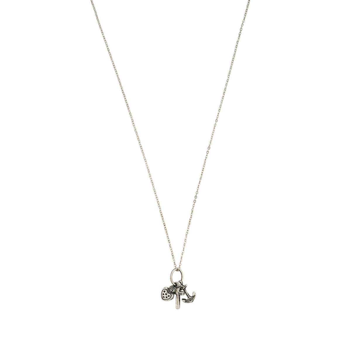 Lucky Charm Trio Necklace - Faithfully Lucky in Silver