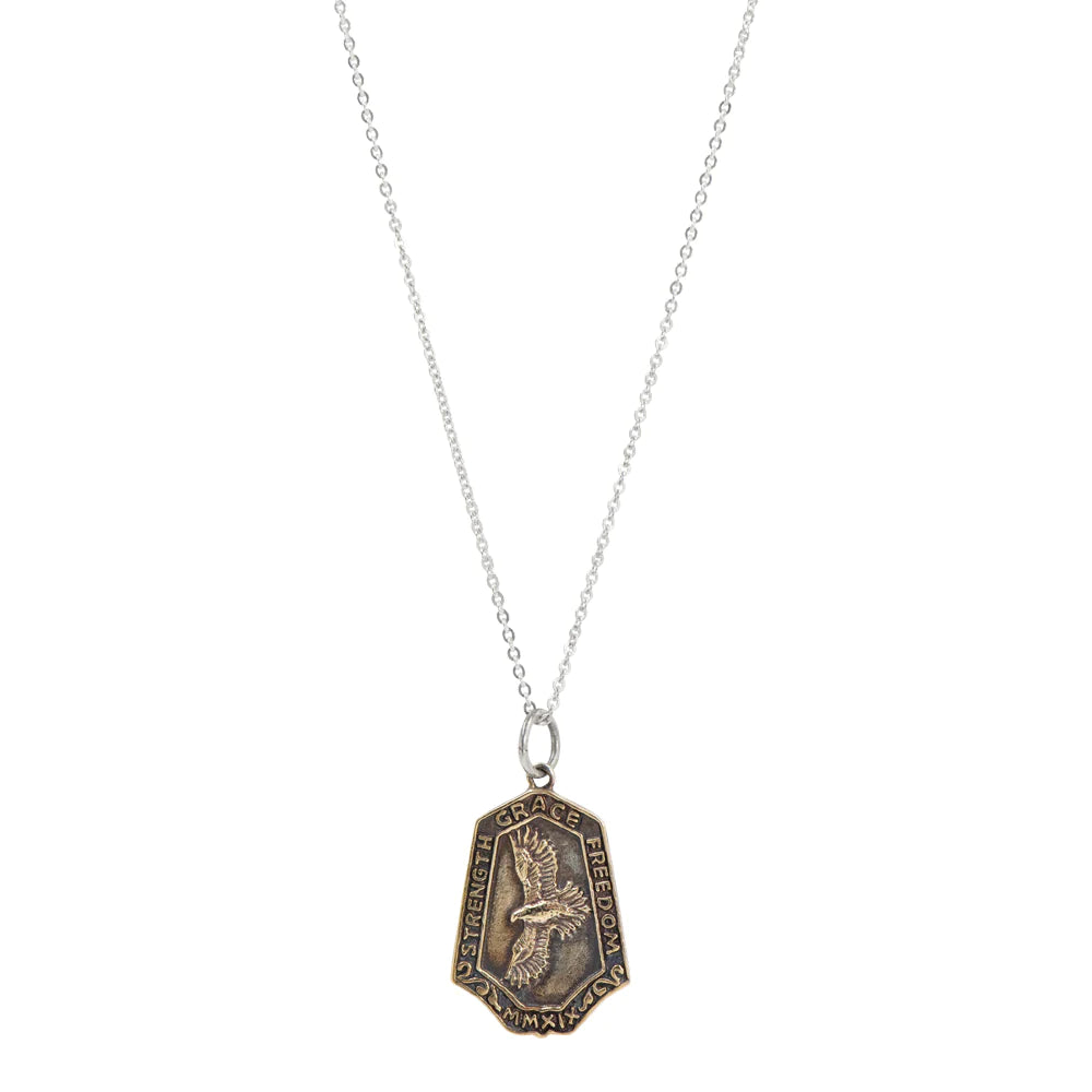Nature Saint Necklace in Bronze - Hawk: Strength | Grace | Freedom | Available to Ship August 7, 2026