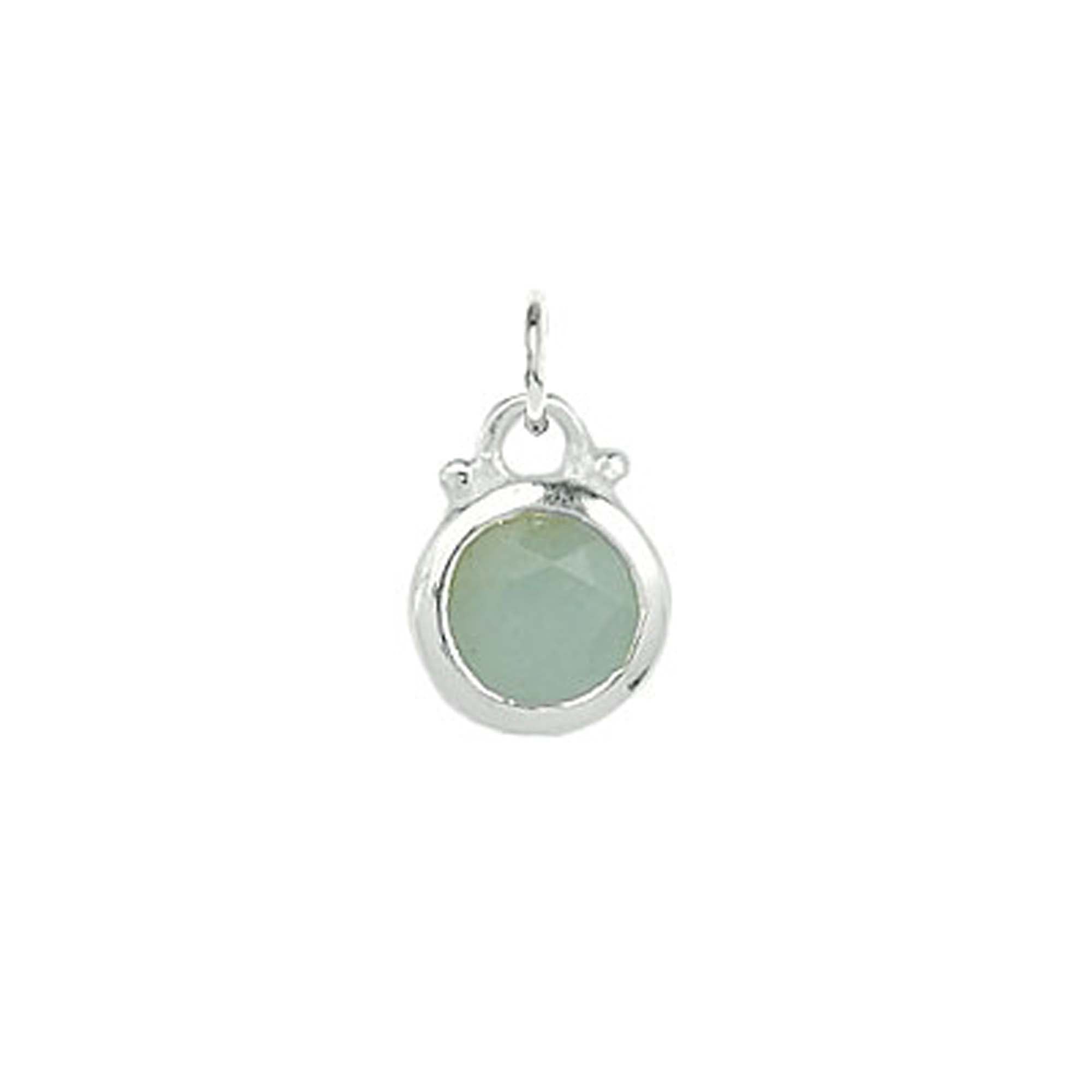 March -- Aqua Chalcedony Birthstone Charm in Silver - FINAL SALE
