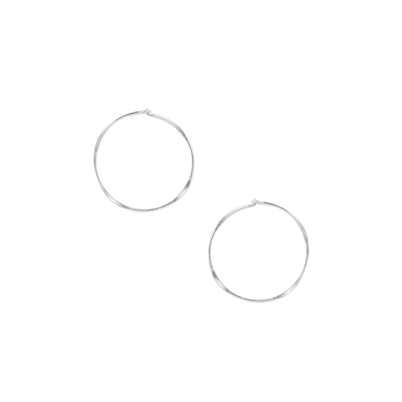 Twisted Sleeper Hoops in Silver - 1"