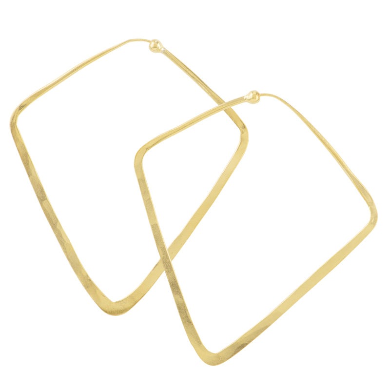 Hammered Diamond Hoops in Gold - 2 ½"- FINAL SALE