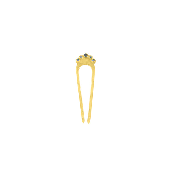 Jeweled Fado Hair Pin in Gold & Labradorite - Small