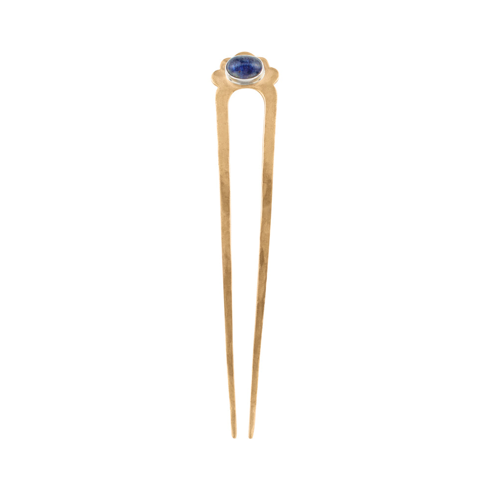 Kyanite Protector Hair Pin in Bronze & Silver - Large