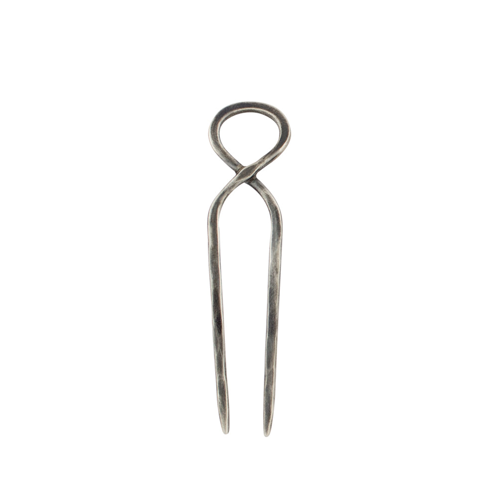Hourglass Hair Pin in Antiqued Silver - Small - FINAL SALE
