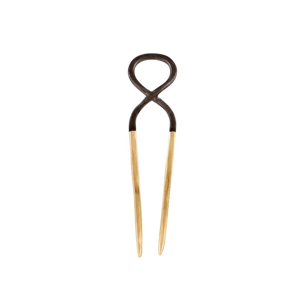 Hourglass Hair Pin in Bronze & Rhodium Dip - Small - FINAL SALE