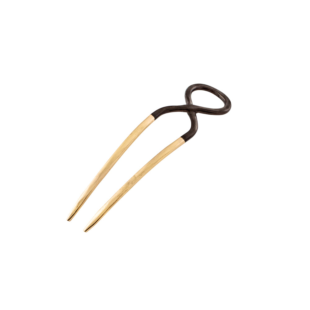 Hourglass Hair Pin in Bronze & Rhodium Dip - Small - FINAL SALE
