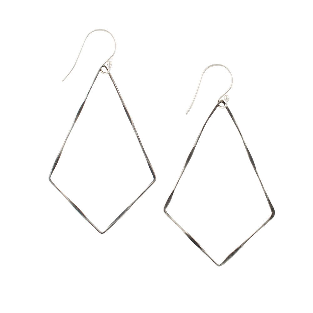 Twisted Kite Earrings - Antiqued Silver in 2 1/2" - FINAL SALE
