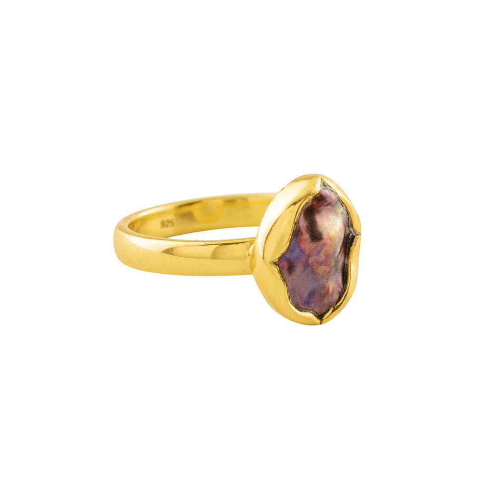 Peacock Baroque Pearl Protector Ring in Gold - FINAL SALE