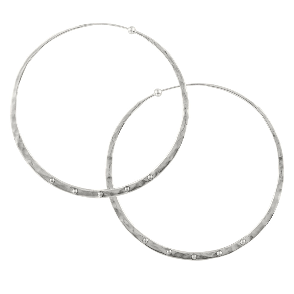 Riveted Hammered Hoops in Silver - 2 1/2" - FINAL SALE