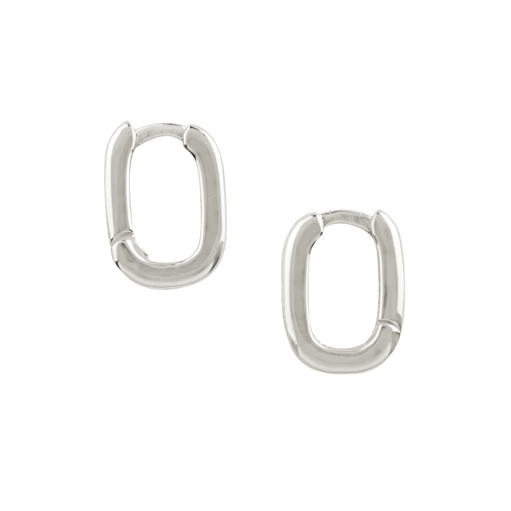 Rectangle Clicker Hoops in Silver
