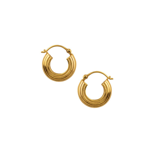 Fast Lane Ridged Hoops in Gold | Available to Ship June 3, 2024
